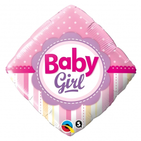 Balon foliowy Romb różowy Baby Girl dziewczynki Baby Shower 45cm - 1