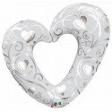 Balon foliowy serce białe srebrne na ślub wesele - 1