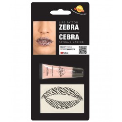Zmywalny tatuaż na usta zebra błyszczyk do ust