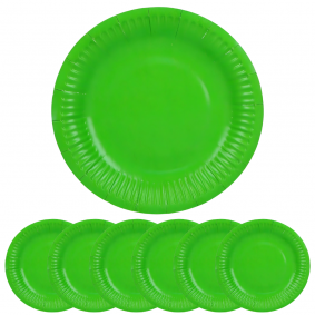Talerze Talerzyki papierowe Intensywnie Zielone okrągłe ECO 6szt 18cm - 1