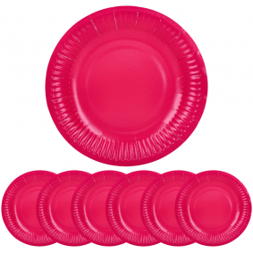 Talerze Talerzyki papierowe Różowe Magenta okrągłe ECO 6szt 18cm - 1