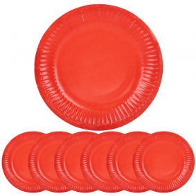 Talerze Talerzyki papierowe Czerwone okrągłe ECO 6szt 18cm - 1
