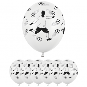 Balon lateksowy gumowy białe Piłka Nożna Piłkarz Futbol Football 6szt - 1