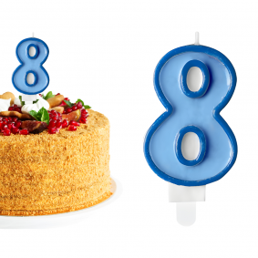 Świeczka urodzinowa na tort Cyferka Cyfra 8 Niebieska 7cm - 1