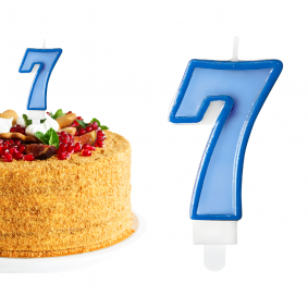 Świeczka urodzinowa na tort Cyferka Cyfra 7 Niebieska 7cm - 1