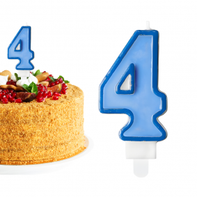 Świeczka urodzinowa na tort Cyferka Cyfra 4 Niebieska 7cm - 1