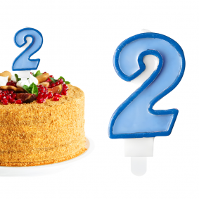 Świeczka urodzinowa na tort Cyferka Cyfra 2 Niebieska 7cm - 1