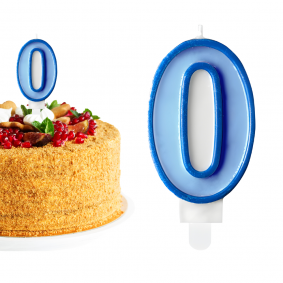 Świeczka urodzinowa na tort Cyferka Cyfra 0 Niebieska 7cm - 1