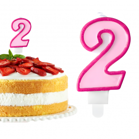 Świeczka urodzinowa na tort Cyferka Cyfra 2 Różowa 7cm - 1
