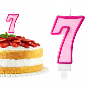 Świeczka urodzinowa na tort Cyferka Cyfra 7 Różowa 7cm - 1