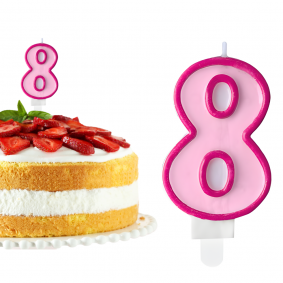 Świeczka urodzinowa na tort Cyferka Cyfra 8 Różowa 7cm - 1