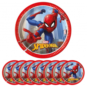 Talerze Talerzyki papierowe okrągłe czerwone Spider-Man Marvel 8szt - 1