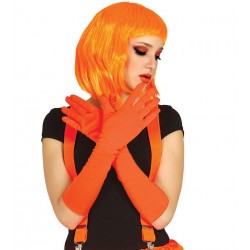 Długie rękawiczki neonowe pomarańczowe damskie