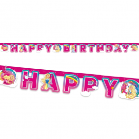 Girlanda Baner Barbie Dreamtopia urodzinowa Happy Birthday różowa - 1