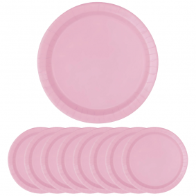 Talerze Talerzyki okrągłe papierowe pudrowo różowe 18cm 8szt - 1
