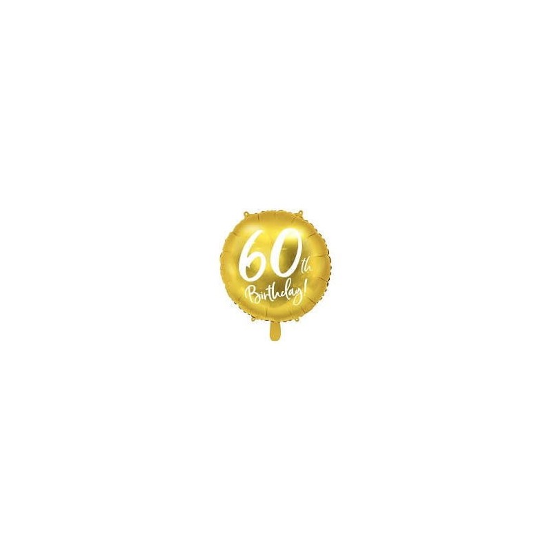 Balon foliowy złoty na urodziny 60 metaliczny - 1