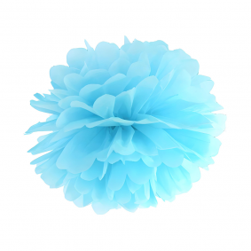 Pompon Bibułowy ozdobny z bibuły kula niebieska błękitna dekoracja 25cm - 1