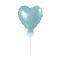 Balon foliowy 4 na patyczku serce błękitne - 1