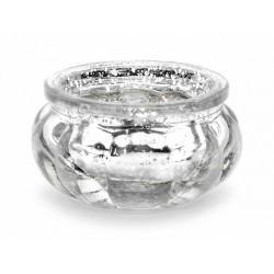 Srebrny świecznik szklany okrągły na tealighty 3cm