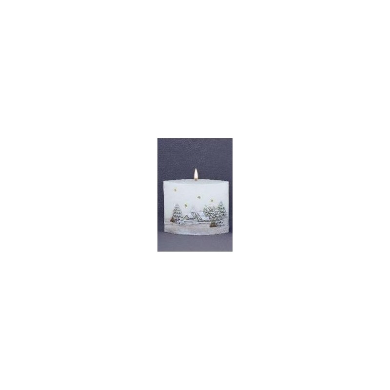 Świeca elipsa Zimowy Sen biały/brązowy 13x5x10,5cm - 1