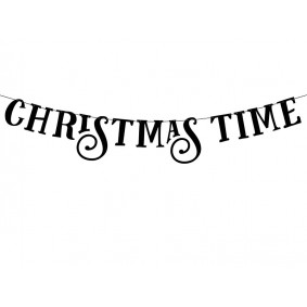 Baner świąteczny Christmas Time czarny 80cm  - 1