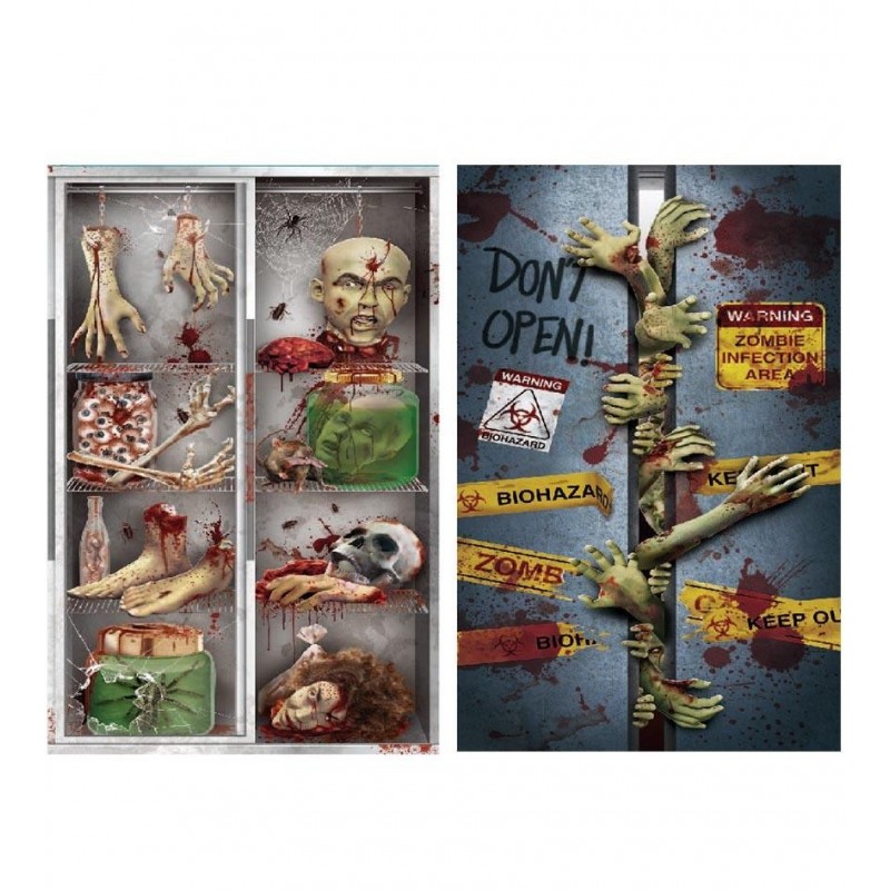 Dekoracja na drzwi halloweenowa zombie 76x152cm - 1