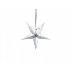 Gwiazda papierowa dekoracyjna wisząca srebrna 45cm