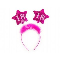 Opaska do włosów urodzinowa 18 różowa dekoracja - 1