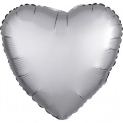 Balon foliowy 17 satynowy serce srebrne