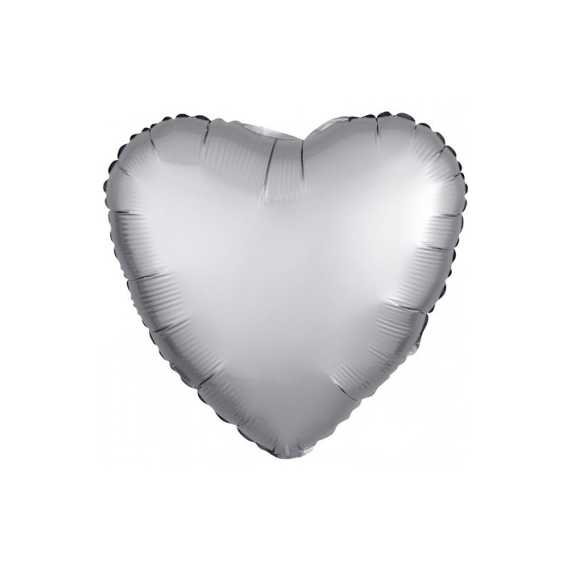 Balon foliowy 17 satynowy serce srebrne - 1
