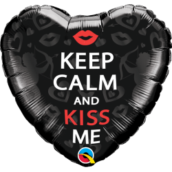 Balon foliowy 18 serce czarne Keep Calm And Kiss Me - 1