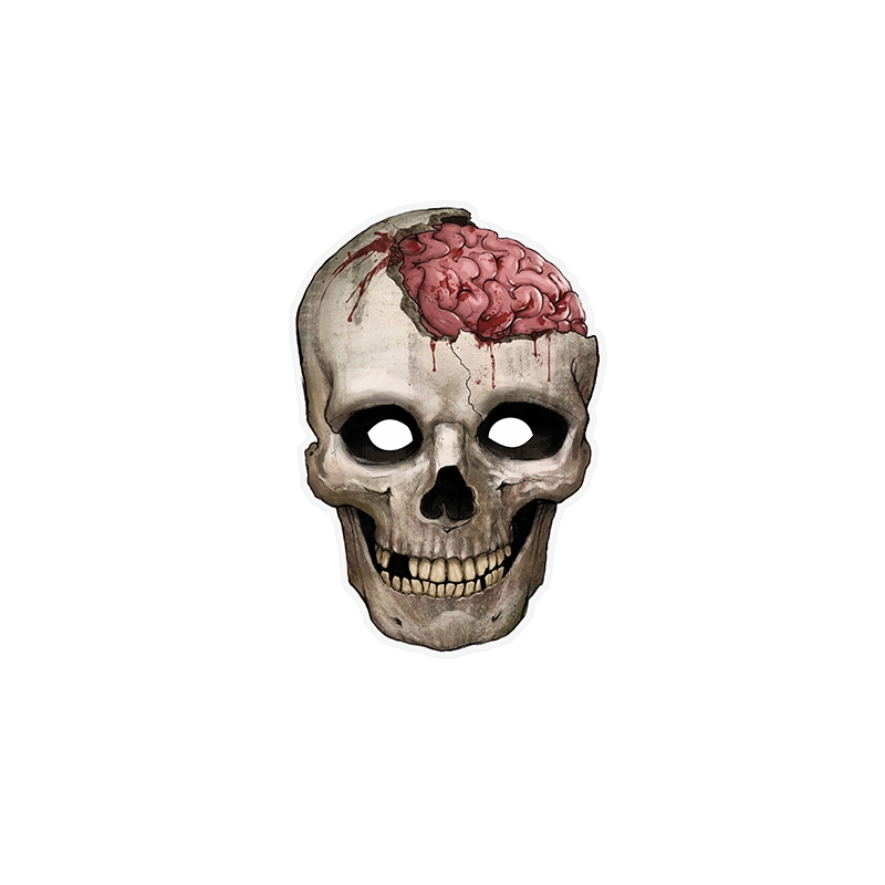 Maska papierowa pęknięta czaszka zombie na gumce - 1