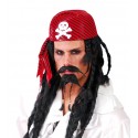 Czapka chustka pirata czerwona z białą czaszką - 1