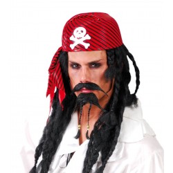 Czapka chustka pirata czerwona z białą czaszką - 1