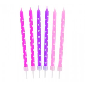 Świeczki urodzinowe kropki różowe fioletowe ombre - 1