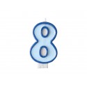 Świeczka na tort urodzinowa cyfra 8 niebieski - 1
