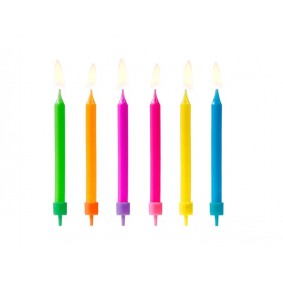 Świeczki urodzinowe na tort kolorowe neonowe - 1