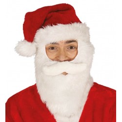 Czapka Świętego Mikołaja z białą brodą i wąsami
