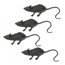 Szczury plastikowe zestaw sztucznych gryzoni na Halloween 6cm 4 sztuki