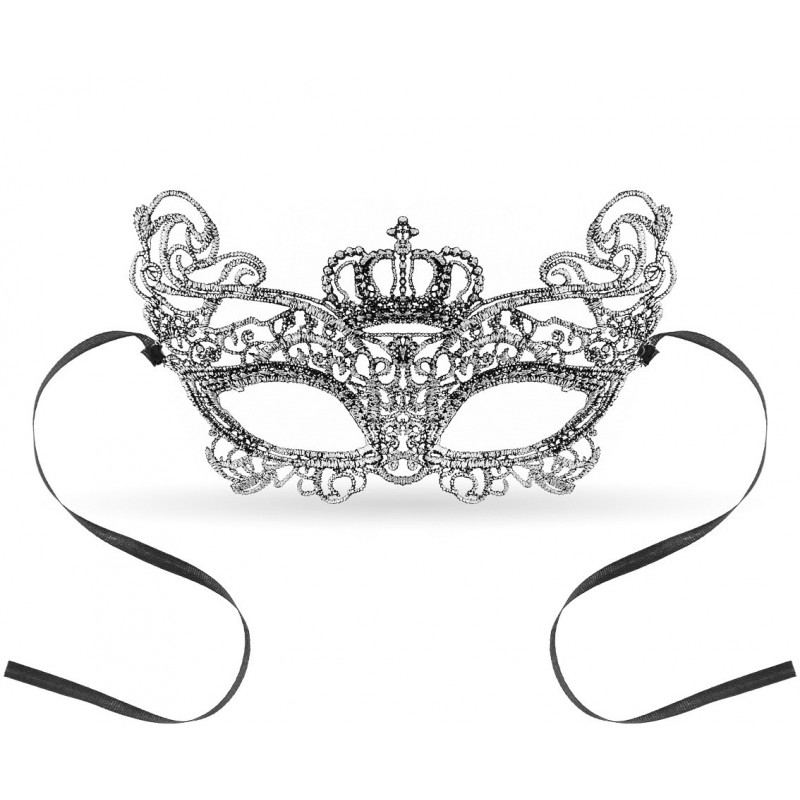 Maska ażurowa Srebrna Królowa koronkowa na twarz - 1