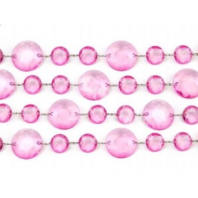 Girlanda kryształowa różowa dekoracyjna ozdoba 1m - 1