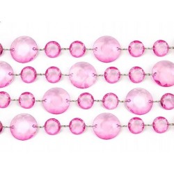 Girlanda kryształowa różowa dekoracyjna ozdoba 1m - 1