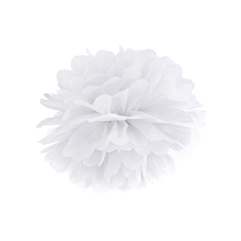 Pompon bibułowy biały dekoracja ozdobny 35cm - 1