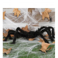 Sztuczny włochaty pająk czarny Halloweenowy 70cm