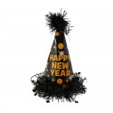 Czapeczka czarna na sylwestra papierowa Happy New Year czarna - 1