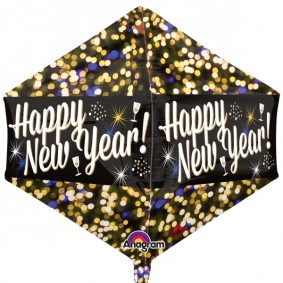 Balon foliowy na sylwestra Happy New Year czarny - 1