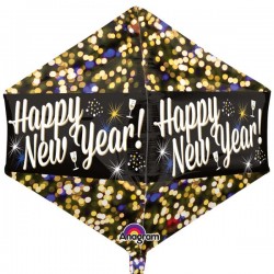 Balon foliowy na sylwestra Happy New Year czarny