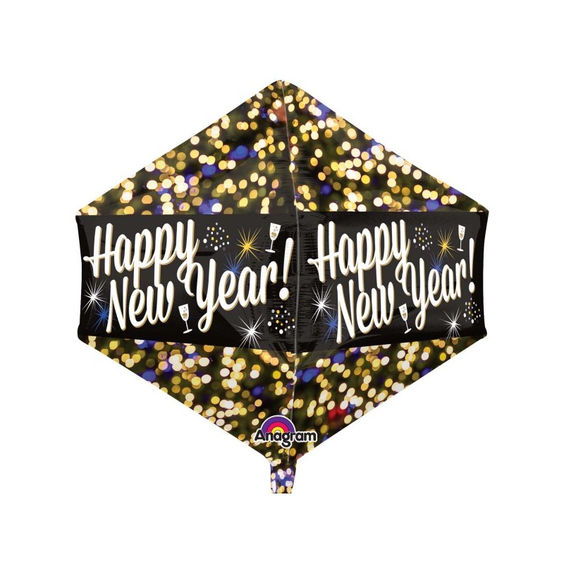 Balon foliowy na sylwestra Happy New Year czarny - 1