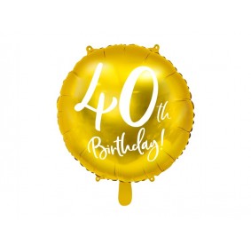 Balon foliowy 40 urodziny dekoracja złota ozdoba - 1