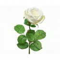 Róża biała duża dekoracyjna z liśćmi sztuczna  - 1